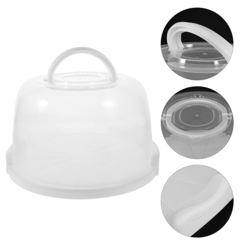 Clear Plastic Cake Carrier with Lid and Handle - Round Cake Keeper Box 2