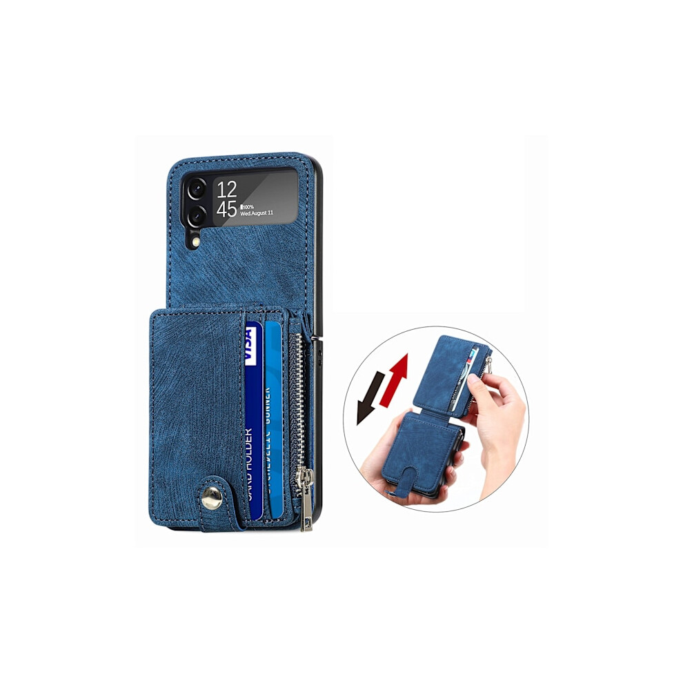Compatible With Samsung Galaxy Z Flip 4 - Case With Card Holder Blue 9193271555421