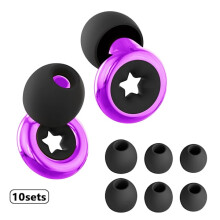 Reusable Earplugs - Noise Reduction with Clear Speech for Social Gatherings, Work and Noise Sensitivity - Noise Reducing Earplugs 10sets Purple