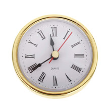 Fymlhomi Classic Clock Movement 2-1/2 (65mm) Round Roman Numeral Quartz Clock Insert with Gold Trim Home Decor