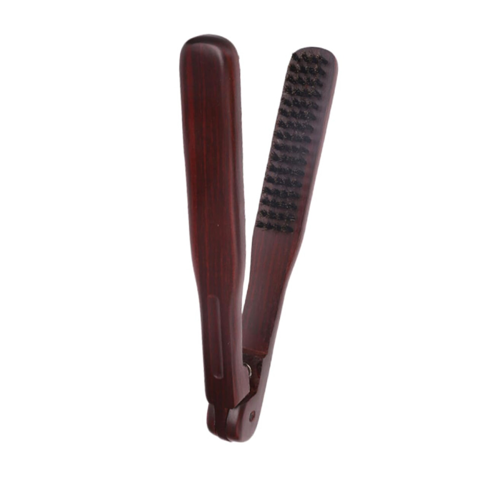 Hair Straightening Comb AntiStatic Wooden Brush DualSided Clamp Style for Faster Blow Drying