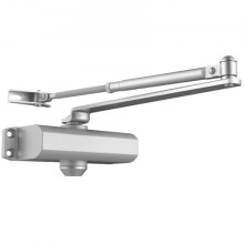 Automatic Door Closer for 187 Lbs Doors, Adjustable Hydraulic Buffer, Heavy Duty Cast Aluminum, Easy Install, Silver
