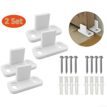 Aceovo 2Set White Adjustable Floor Guide Wall/Door Bottom Guide For Sliding Door