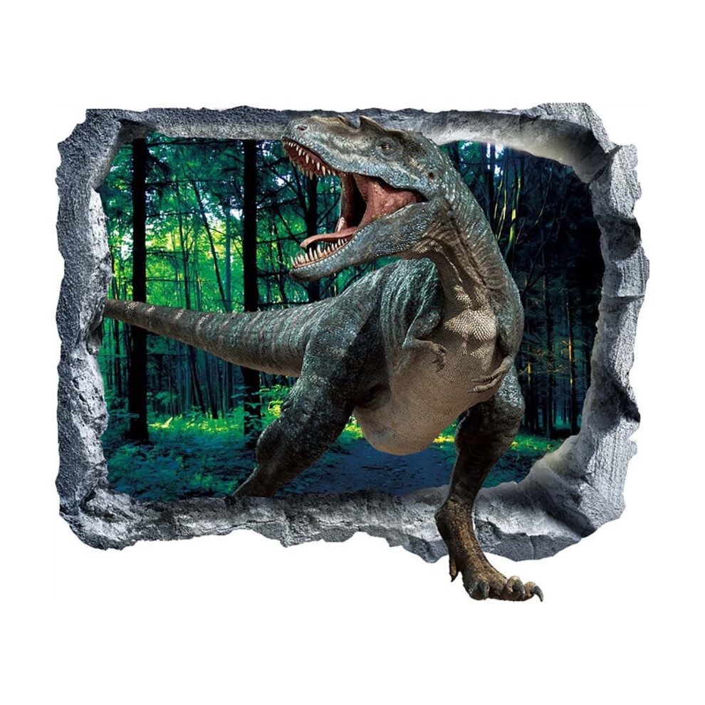 Clearance-3D Broken Wall Dinosaur Wall Sticker Living Room Bedroom Decoration Wall Sticker 9170372834457