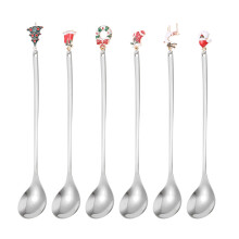 6Pcs Christmas Spoons & Forks with Gift Box, Compatible with Santa Tree Decor, Stainless Steel Tableware for Dessert, Tea, Soup, Xmas Gift
