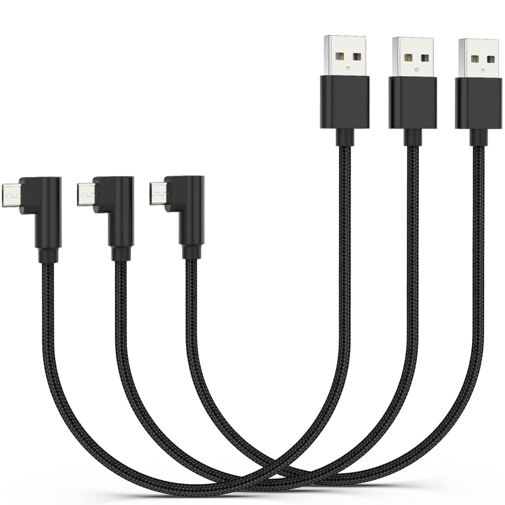 1Ft Right Angle Ro Usb Cable 3Pack, Short Usb A To Ro B Cord 90 Degree, High Speed Sync Durable Nylon Braided 9170372838011