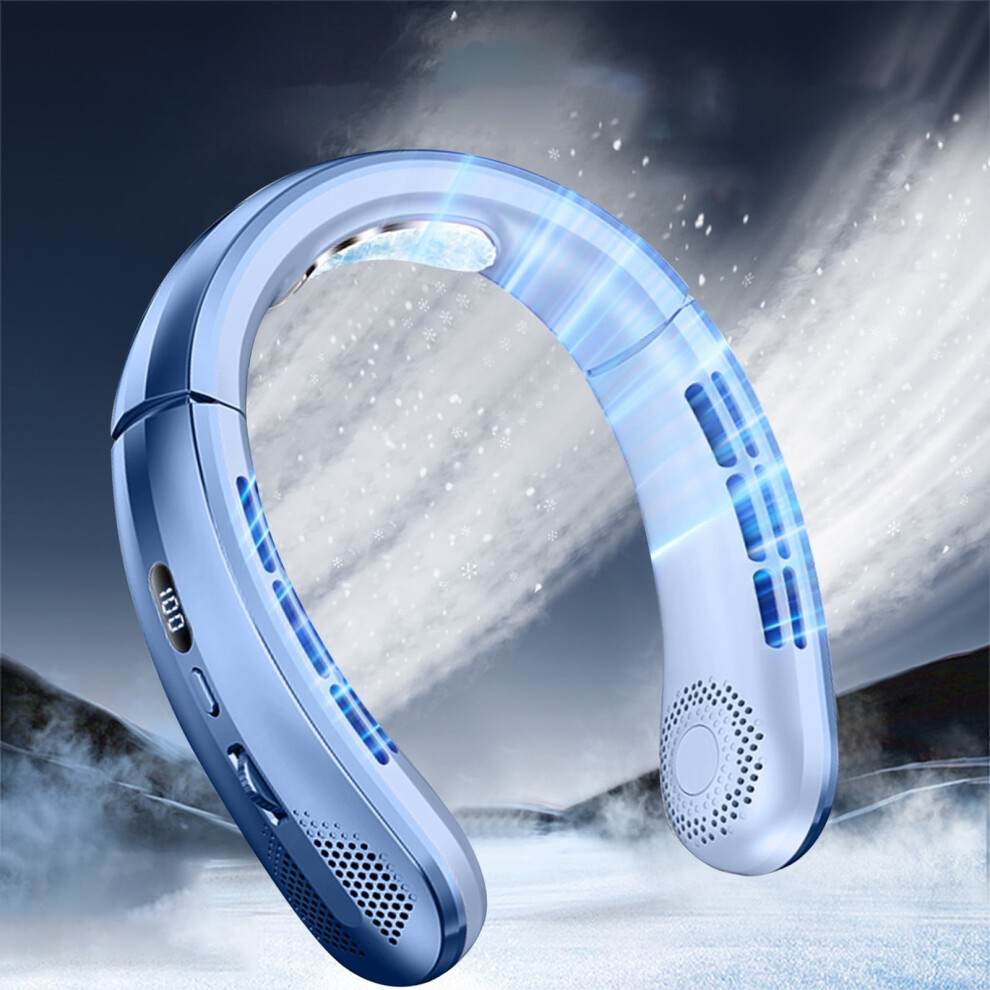 Kayannuo Portable Bladeless Cooler Fan 1800Mah Rechargeable, Hanging Neck Fan For Summer, Sports, Gifts - Blue 9165521382958