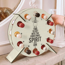 Kiplyki Wholesale Exquisite Wooden 2021 New Christmas Tree Coming Calendar Wine Bottle Rack Home Decoration (12 Holes)