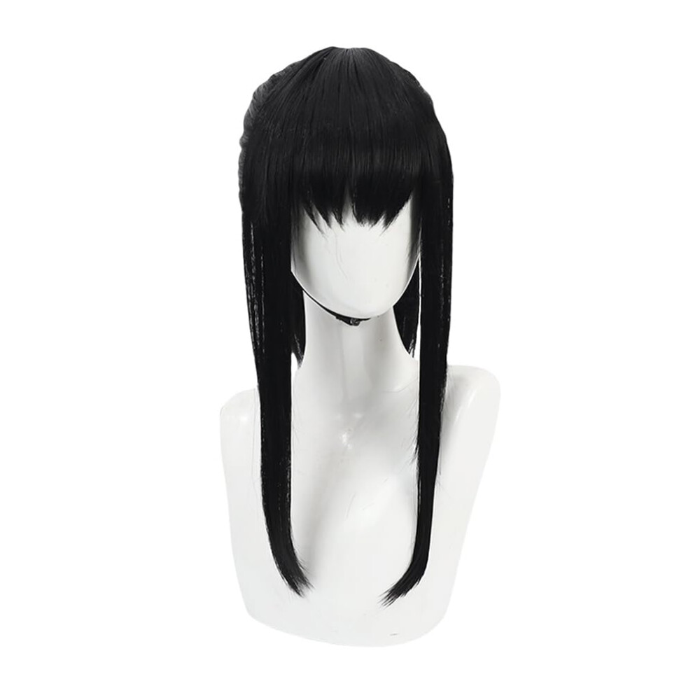 Unisex Black Short Straight Ponytail Cosplay Wig With Bangs Heat Resistant Synthetic Anime Wig For Women