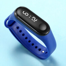 Children 3D cute cartoon digital watches Waterproof sports LED lake blue