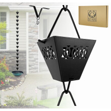 Rain Chain for Gutters 8.5 FT Black Square Cups RustResistant Metal Outdoor Heavy Rain