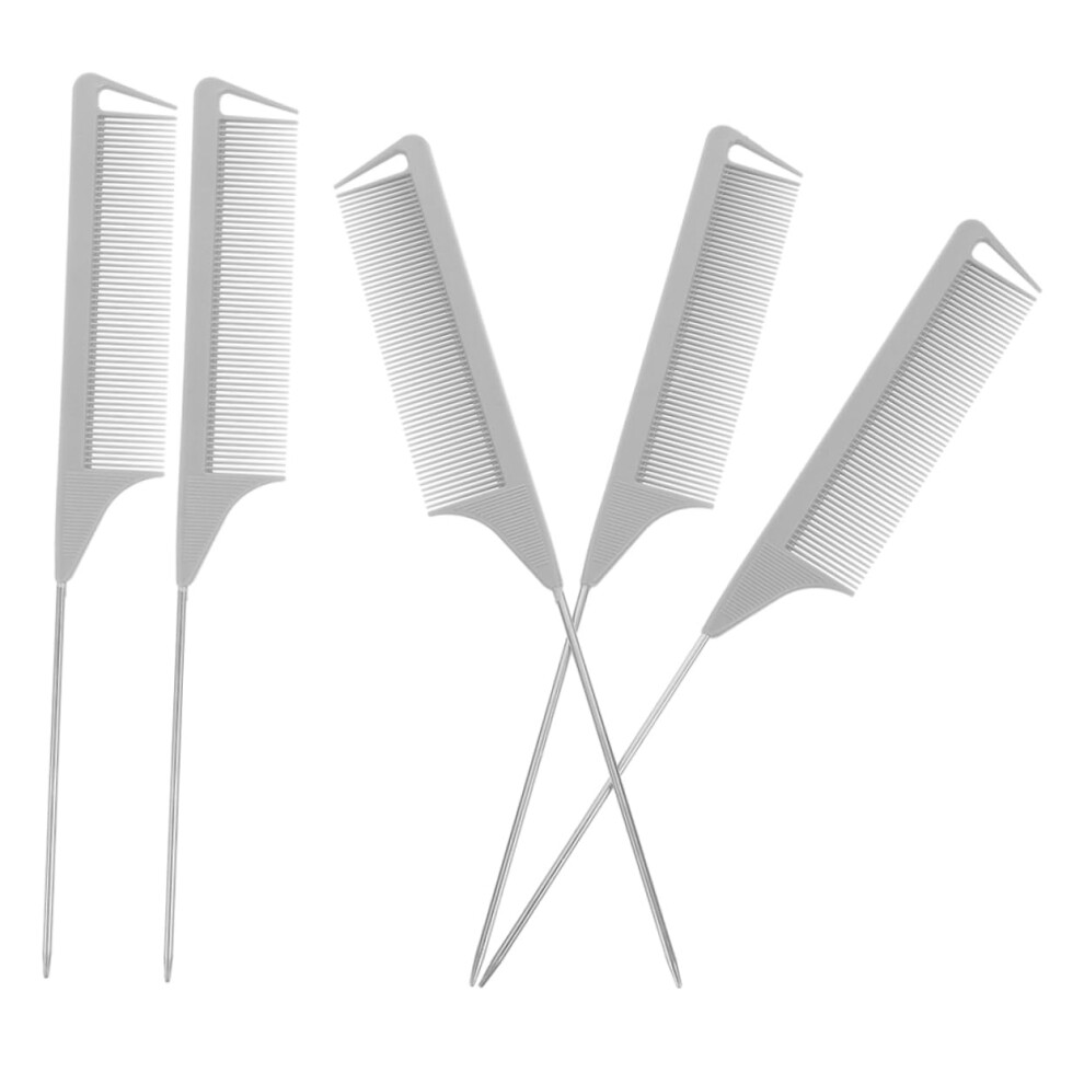Unisex 5Pcs Hair Styling Comb Set For Women, Carbon Fine Tooth Rat Tail Combs, Salon Sectioning Tools
