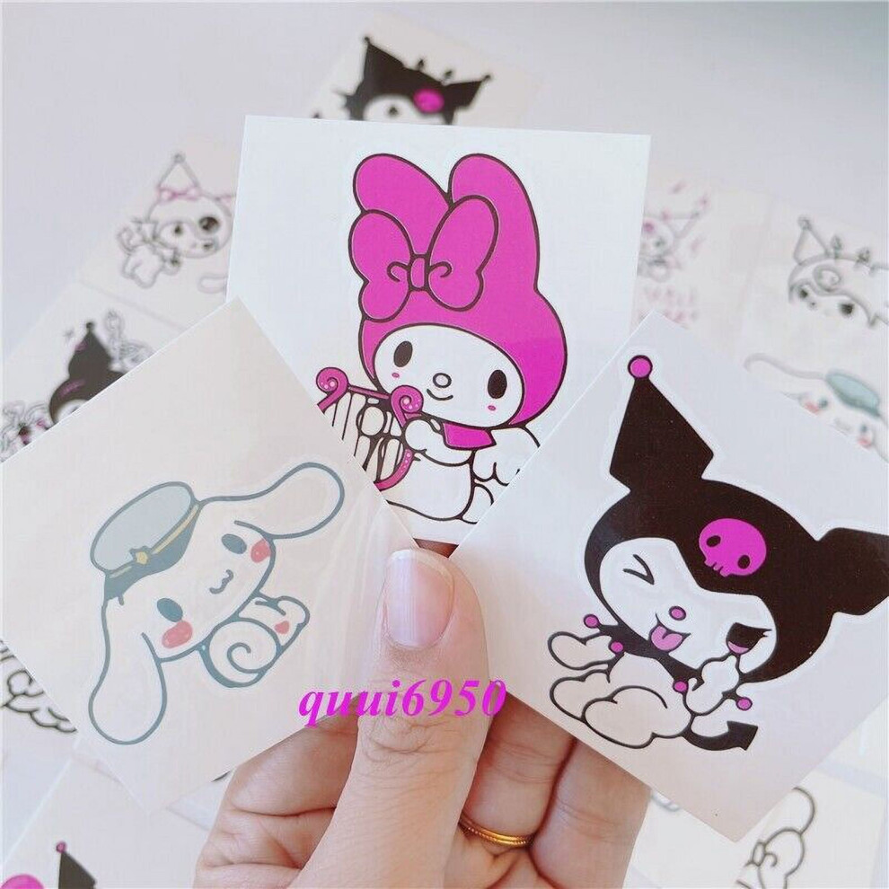 25pcs Cute Kuromi My Melody Cinnamoroll Hello Kitty Tattoo Stickers Waterproof