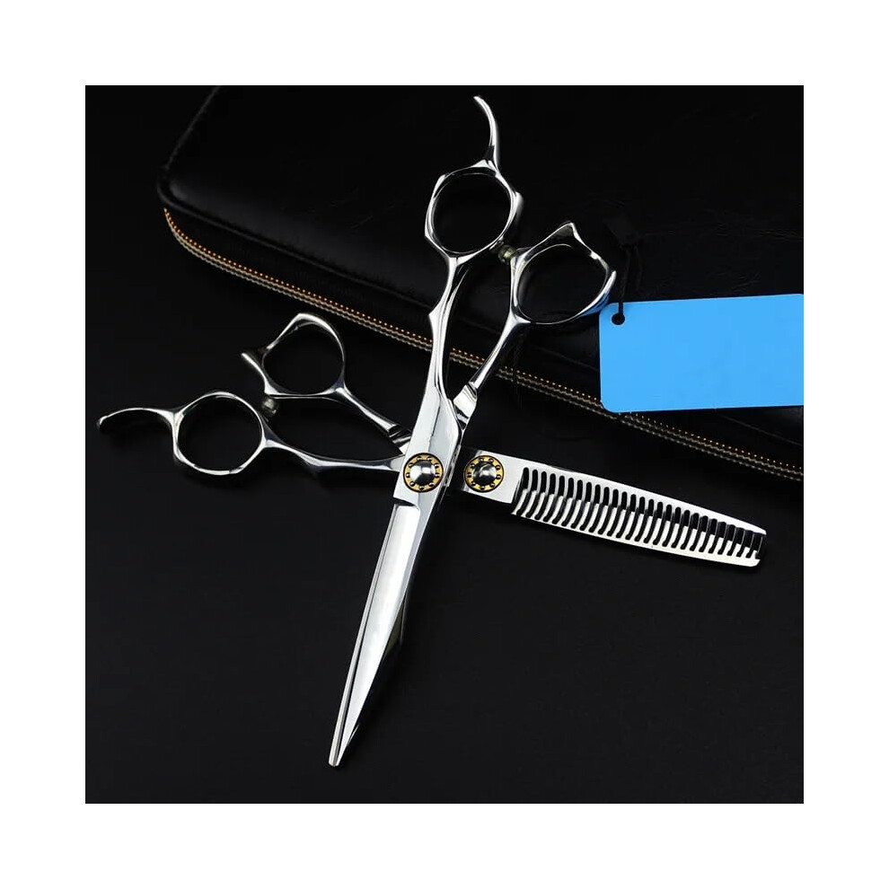 Professional Japanese Steel Hair Cutting Scissors Set with Thinning Shears and Ergonomic Handle