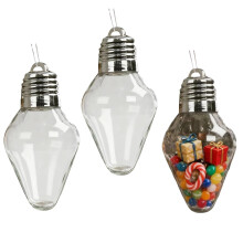 Large 20cm Clear Plastic Christmas Bulb Ornament Set, TwistOpen Fillable Design with Hanging Rope