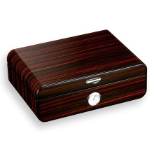 Cigar Humidor with Hygrometer and Humidifier, Spanish Cedar Wood Box, Glass , Holds 35 Cigars