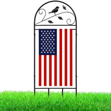 Garden Flag Stand with 4Prong Stable Base, Iron Outdoor Flag Pole Holder for Yard Decor