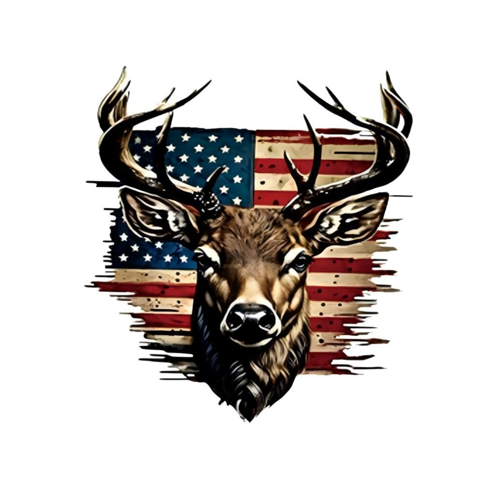2 Pcs American Flag Deer Antler Car Sticker Vinyl Decal For Truck Window Laptop Durable Outdoor Use 9113335498051