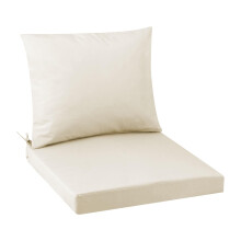 Outdoor Seat Cushions 19x19 Inch WaterResistant FadeResistant Patio Furniture Cushion with Back Pillow Removable Cover Adjustable Straps Beige 1PC