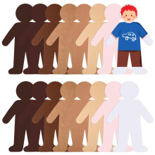 48 Pcs Large Multicultural People Cutouts in 8 Skin Tones for Classroom Crafts and Diversity Projects