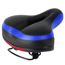 Bike Seat Water-Resistant Comfortable Bicycle Padded Saddle Wear Resistant Hollow Leather Seat Cushion w/ Dual Springs Reflective Strip for Mountai