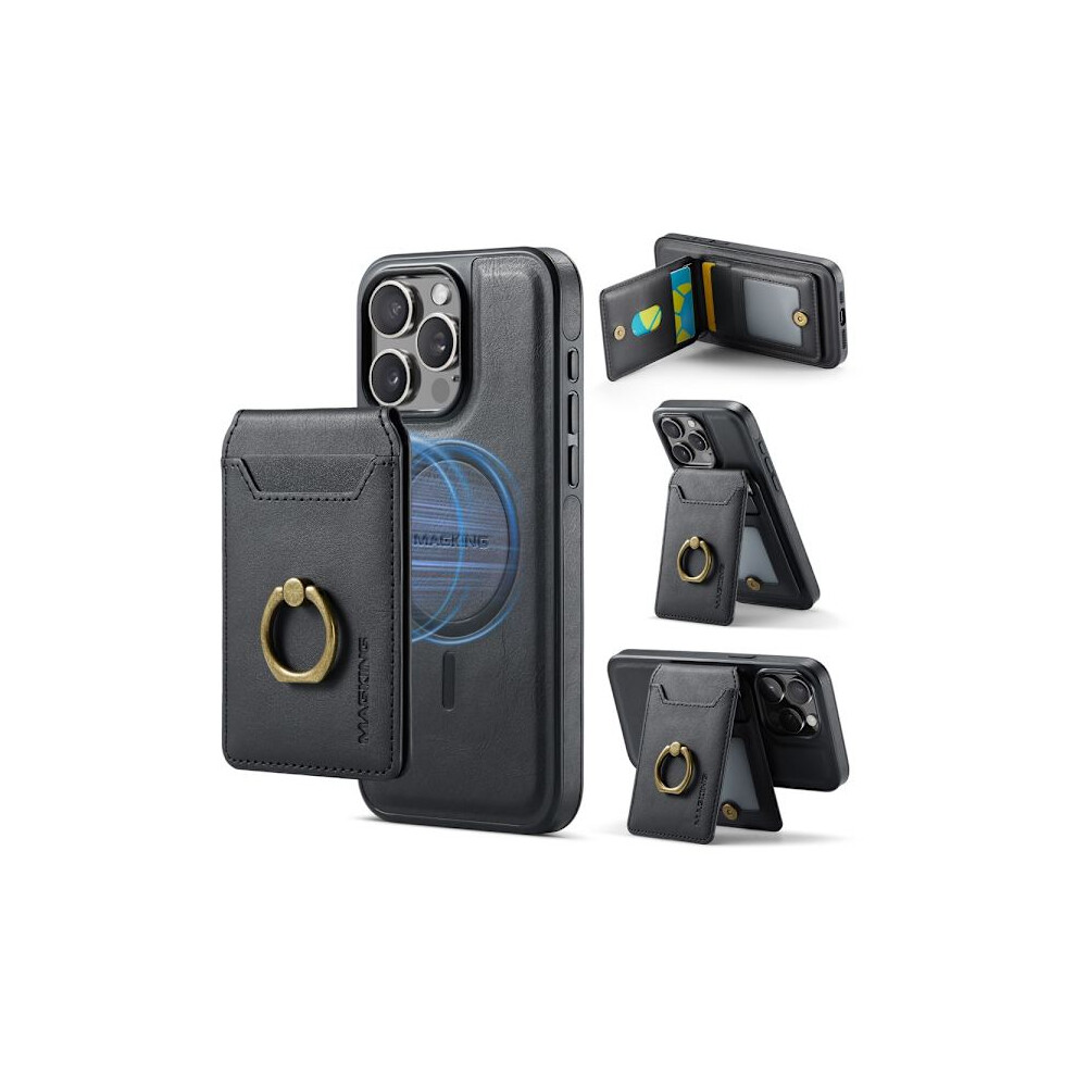 Magking Compatible With Iphone 16 Pro Max K1 Series Magnetic Case+Wallet - Black 9009879033943