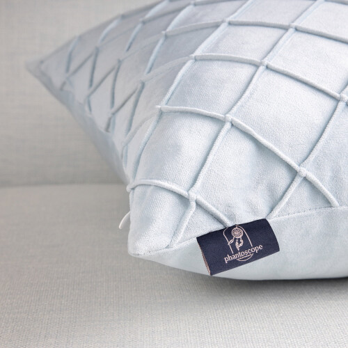 Phantoscope 18" x 18" Modern Light Blue Plaid Velvet, Polyester Throw Pillow , ( 2 Count) 2
