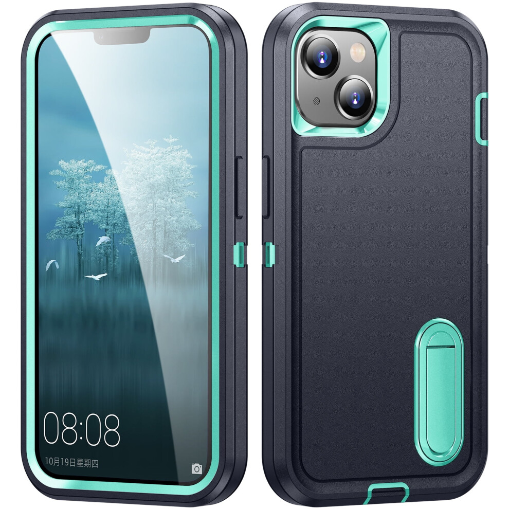 Compatible With Iphone 14 Plus Case - 3-Layer Heavy Duty Bumper With Kickstand, Shockproof & Dust-Resistant Clear/ Cover For 6.7" Iphone 14 Orange 9180479496755