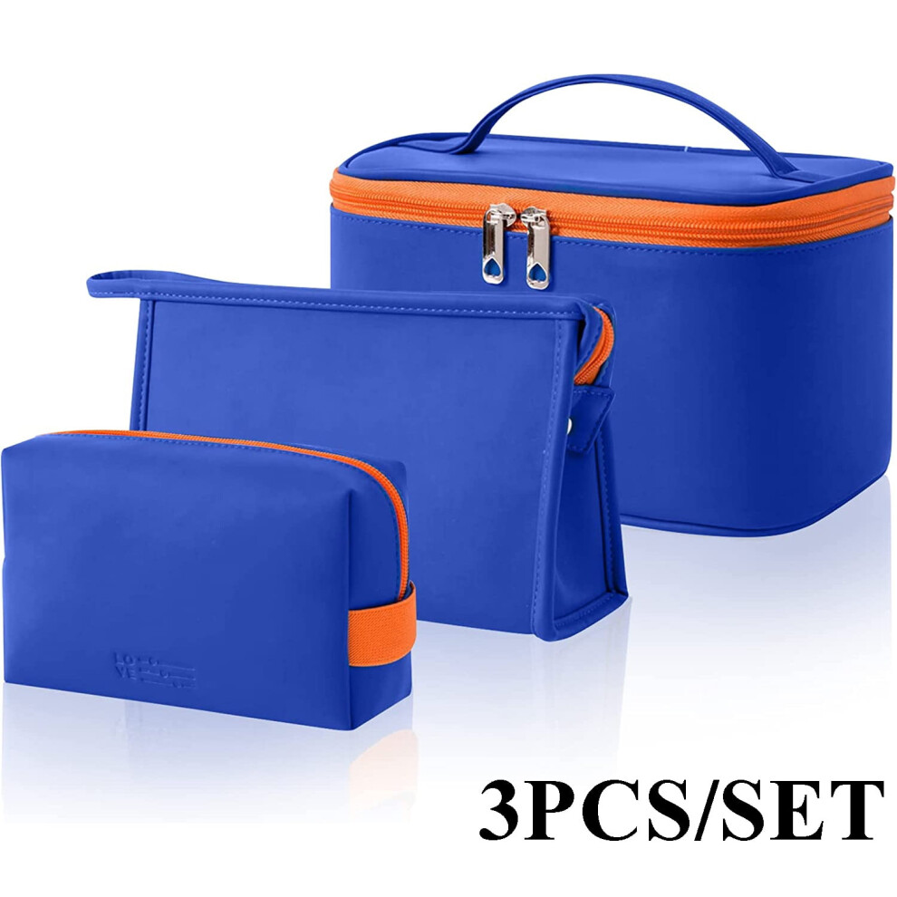3PCS/Set PU Leather Makeup Organizer, Storage Toiletry Bag