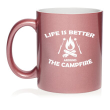 Life Is Better Around The Campfire Camping Outdoors, Camping Gift, Gift For Camper Ceramic Coffee Mug Tea Cup (11oz Rose Gold)