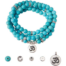 1 Bag DIY 108 Mala Prayer Beads Wrap Bracelets Necklace Making Kit Natural Turquoise Gemstone 8mm Jewelry Starter Kit Elastic