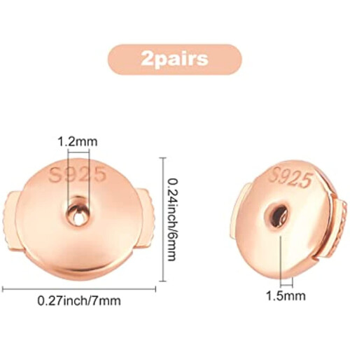 1 Box 2 Pairs Locking Earring Backs for Studs 925 Sterling Silver Secure Earring Backs Ear Nuts Safely 1