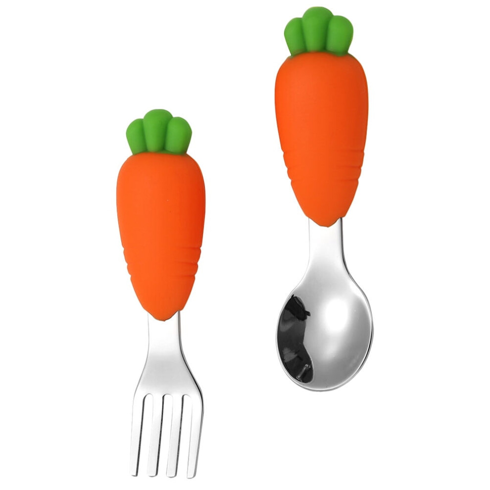 2pcs Toddler Silverware Toddler Fork and Spoon Stainless Steel Children Flatware Cutlery Set