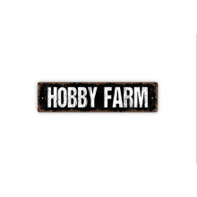 (Aluminum metal) Hobby Farm Sign Farm Farmer Farmhouse Rustic Street Metal Sign or Door Name Plate Plaque Size: 4 x 16 Inch