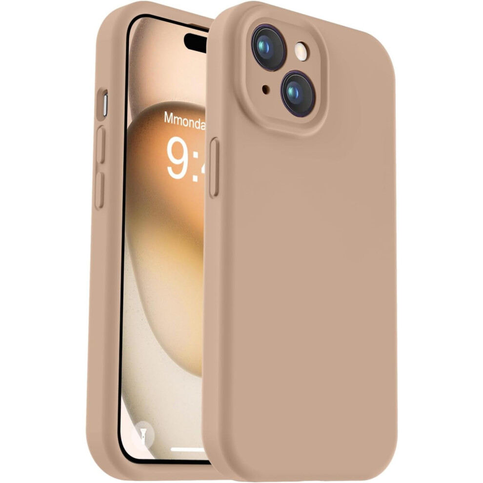 Upgrade Liquid Silicone Case For Iphone 15 Plus 6.7" - Shockproof, Enhanced Camera Protection, Soft Anti-Scratch Lining - Light Brown 9557311185731