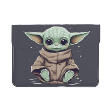 Cute Cartoon Baby Yoda Star Wars Laptop Sleeve Compatible with MacBook Air 13/Pro 13, Soft Leather Case for MacBook, Doubles as Mouse Pad & Desk Pad