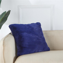 Cterwk Faux Fur Pillow, 18" x 18", Navy Blue