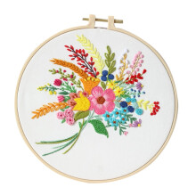 Embroidery Kit for Beginners with Floral Pattern, Hoop, Threads & Needles, Sewing Cross Stitch Starter Set, Easy Instructions Included