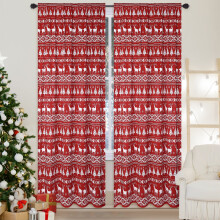 Haperlare 52"W x 95"L Christmas Velvet Window Curtains Boho Room Darkening Boho Bedroom Curtain for Living Room, Red, 2 Panels
