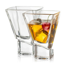 JoyJolt Carre Square Martini Glass 8 oz. Cocktail Glass (Set of 2)
