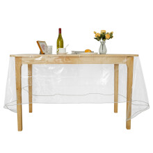 Protoiya Clear Rectangular Fitted Vinyl Tablecloth, Waterproof PVC Table Cover for 60-84 Inch Tables, Indoor Outdoor Use