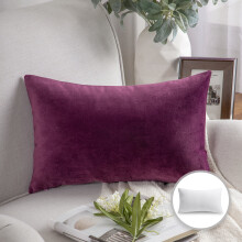 Phantoscope Soft Silky Velvet Series Decorative Throw Pillow, 12" x 20", Dark Purple, 1 Pack