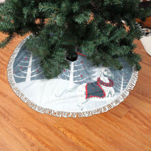 Christmas Fringed Lace Tree Skirt, Christmas Horse With Snow Scene Soft, Light, Good Touch Tree Skirt 30"