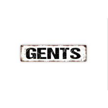 Gents Sign Men Gentlemen Boys Restroom Bathroom Rustic Metal Street Sign or Door Name Plate Plaque Size: 4 x 16 Inch