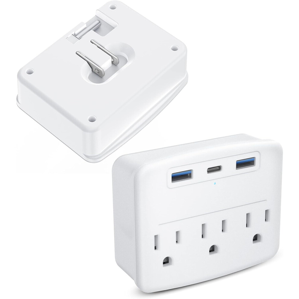 Multi Plug Outlet Expanders With Usb C, Foldable Wall Charger With 3 Outlets 3 Usb Ports, No Surge Protector 9193271559818