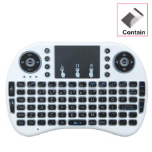 CQBB Mini 2.4GHz Multimedia Portable Wireless Handheld Mini Keyboard with Touchpad Mouse-i8 Backlight (Lithium Battery) White