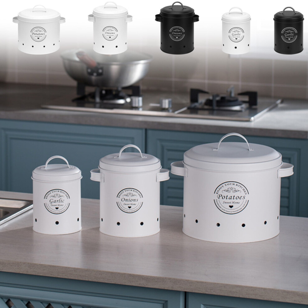 Jacenvly Clearance: Metal Fruit/Vegetable Storage Buckets With Lids, Compatible With Kitchen, Potato, Onion, Garlic, Fall Decor 9193271560876