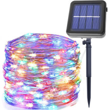 Solar String Lights Outdoor, 33FT 100 LED Copper Wire, 8 Modes, Waterproof, Fairy Lights for Garden Yard Party Wedding Christmas (Multicolor)