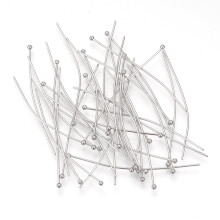 50pc 304 Stainless Steel Ball Head pins Stainless Steel Color 50x0.7mm 21 Gauge Head: 2mm