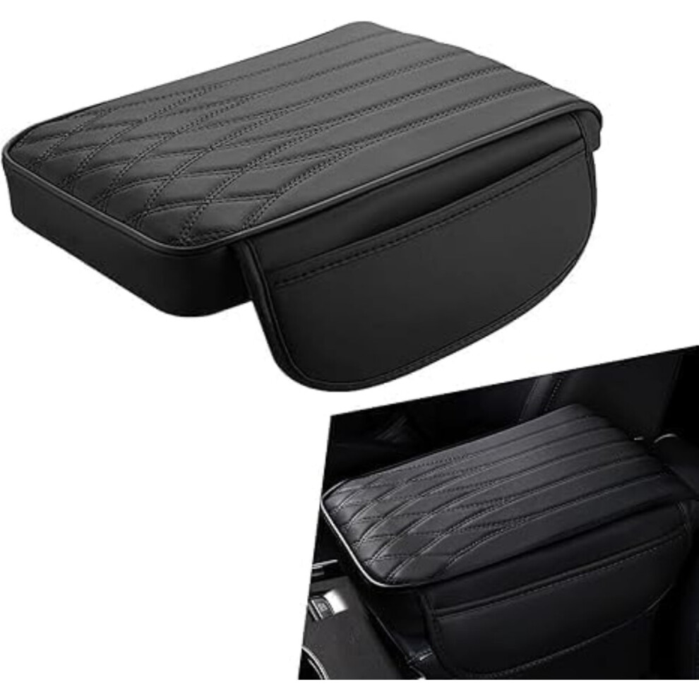 Yzhoud Car Center Console Cover For Lexus Gx550 2024-2025, Microfiber Leather Armrest With 2 Pockets & Height Increase, Black 9418476331015